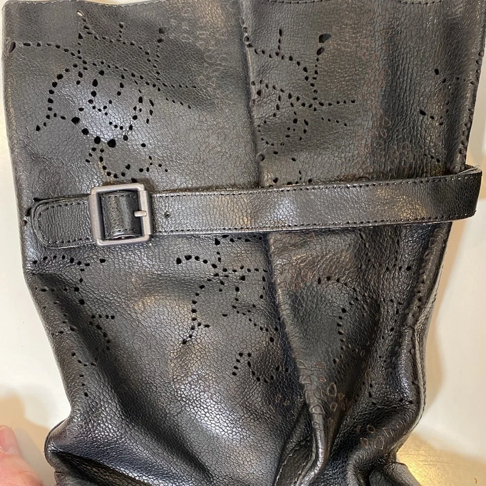 BACIO 61 Black Perforated Leather Prolisso Motorcycle Biker Boots‎ Size 8 - Picture 8 of 15
